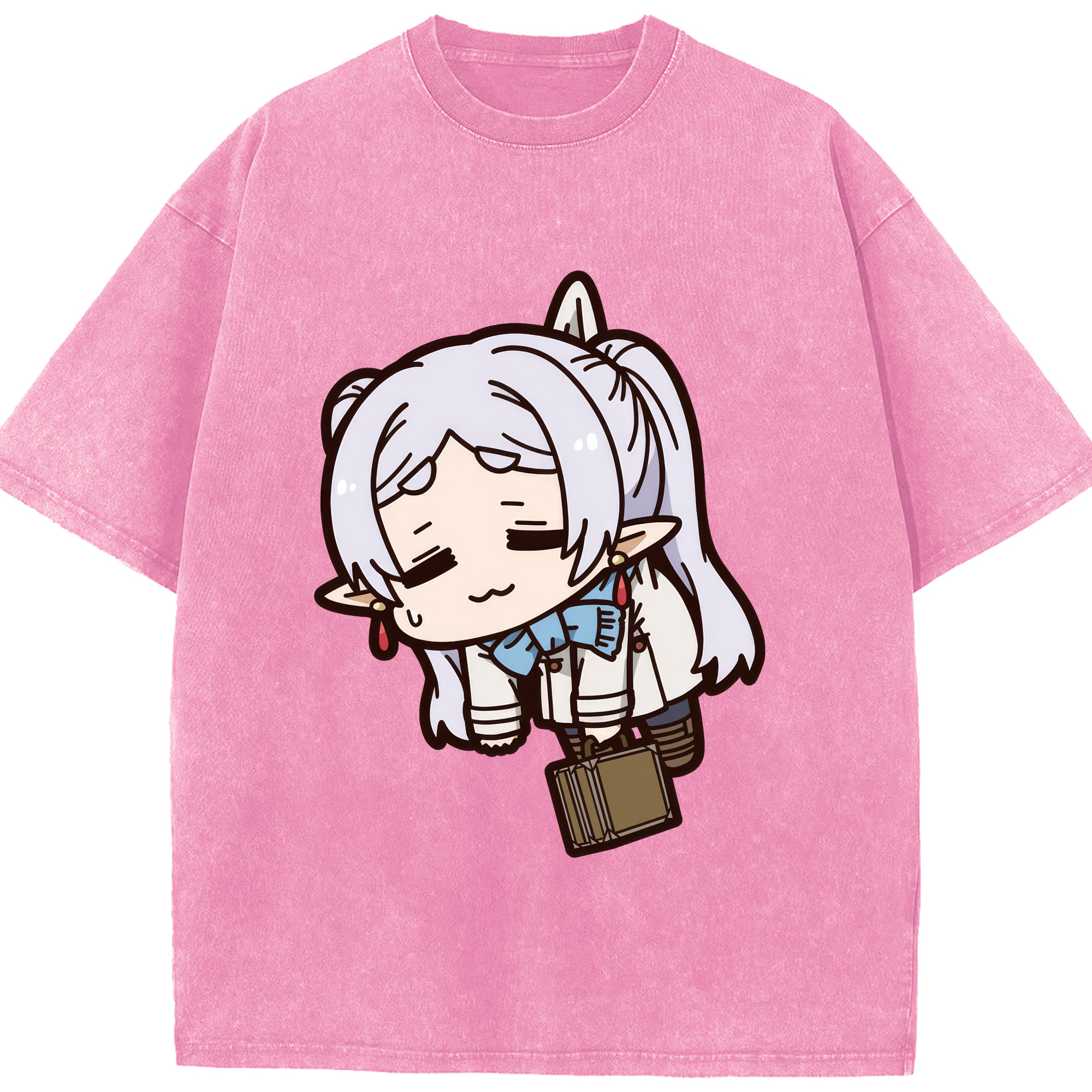（画像用） 葬送のフリーレン Frieren 綿100% ヴィンテージ風 半袖Tシャツ（フロントプリント）